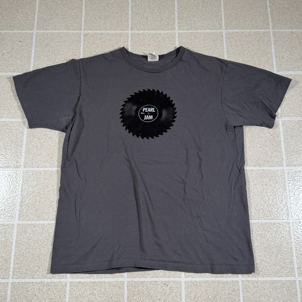 PEARL JAM 2010 SAW BLADE 33 1/3 RECORD BACKSPACER CONCERT TOUR SHIRT Sz L Y2K
